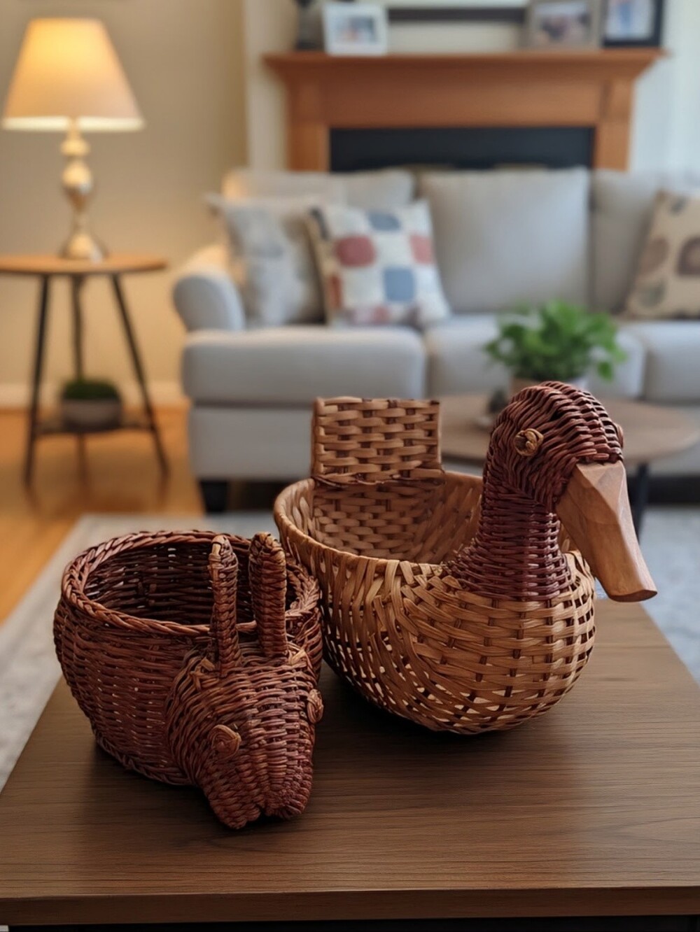 Handwoven Wicker Animal Basket Set- Duck & Rabbit